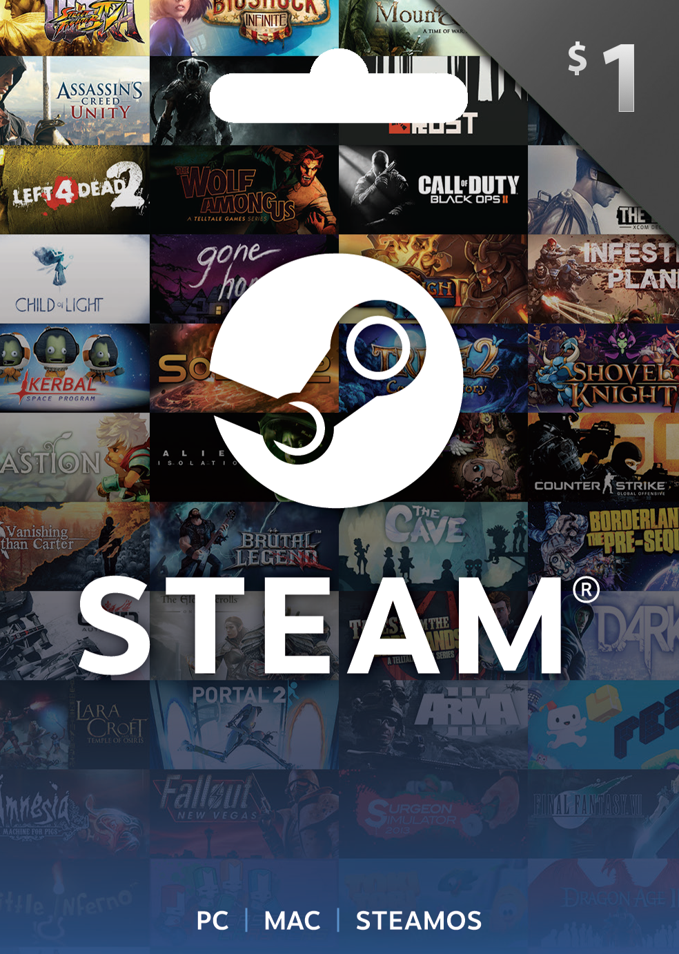 Пополнение баланса Steam на 1$